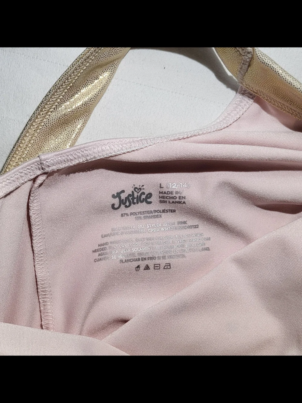 Justice Girls' Light Pink Metallic Trim One-Piece